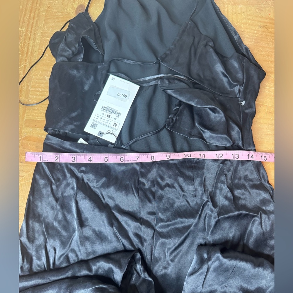 Zara Black Satin Back-Cut Jumpsuit new - Picture 11 of 11